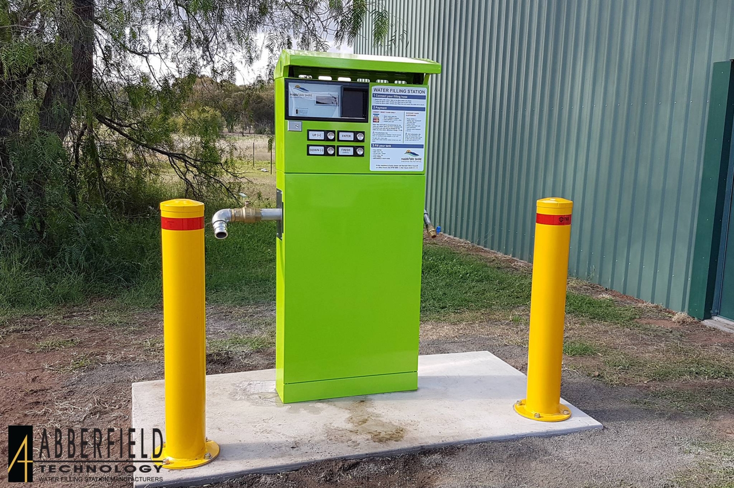 Abberfield Water Filling Station – WD2500 with potable water, plumbing outlets 50mm and 25mm – Acid Green colour
