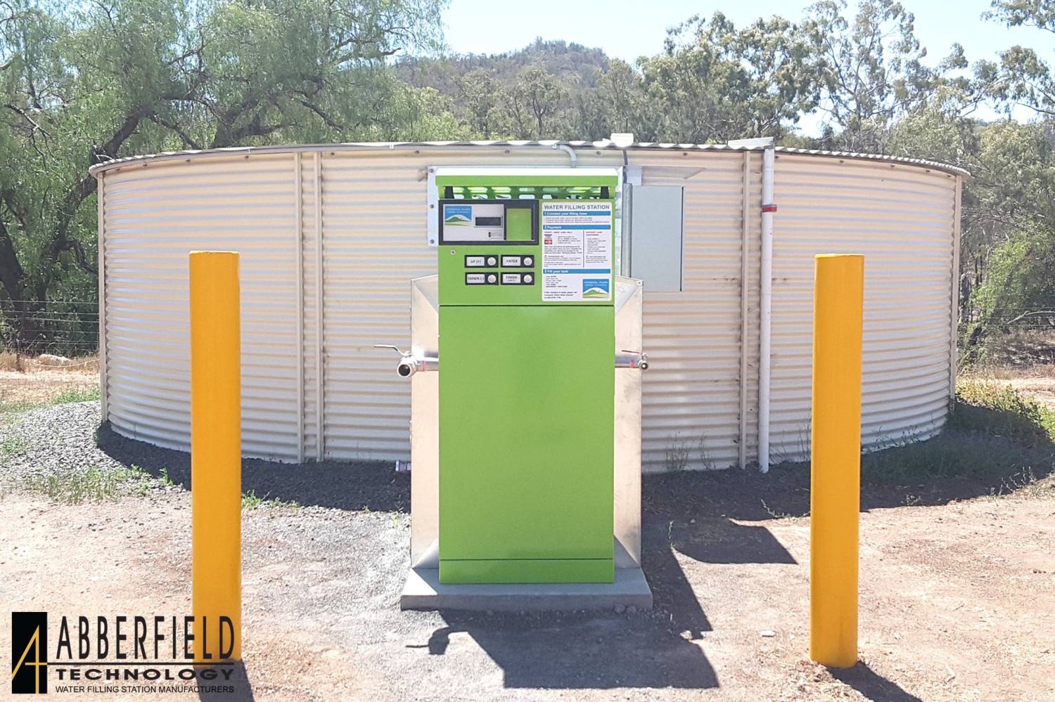 Abberfield Water Filling Station –WD2500 with potable water, plumbing outlets 50mm and 25mm – Acid Green colour