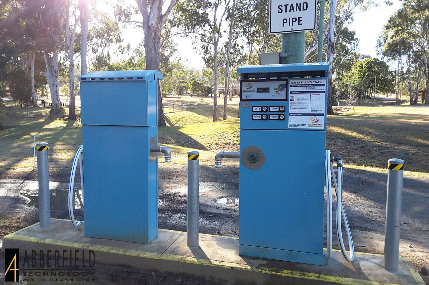 Abberfield Water Filling Station –two WD2500 with potable water, plumbing outlets 50mm and 25mm – Hunter Blue colour