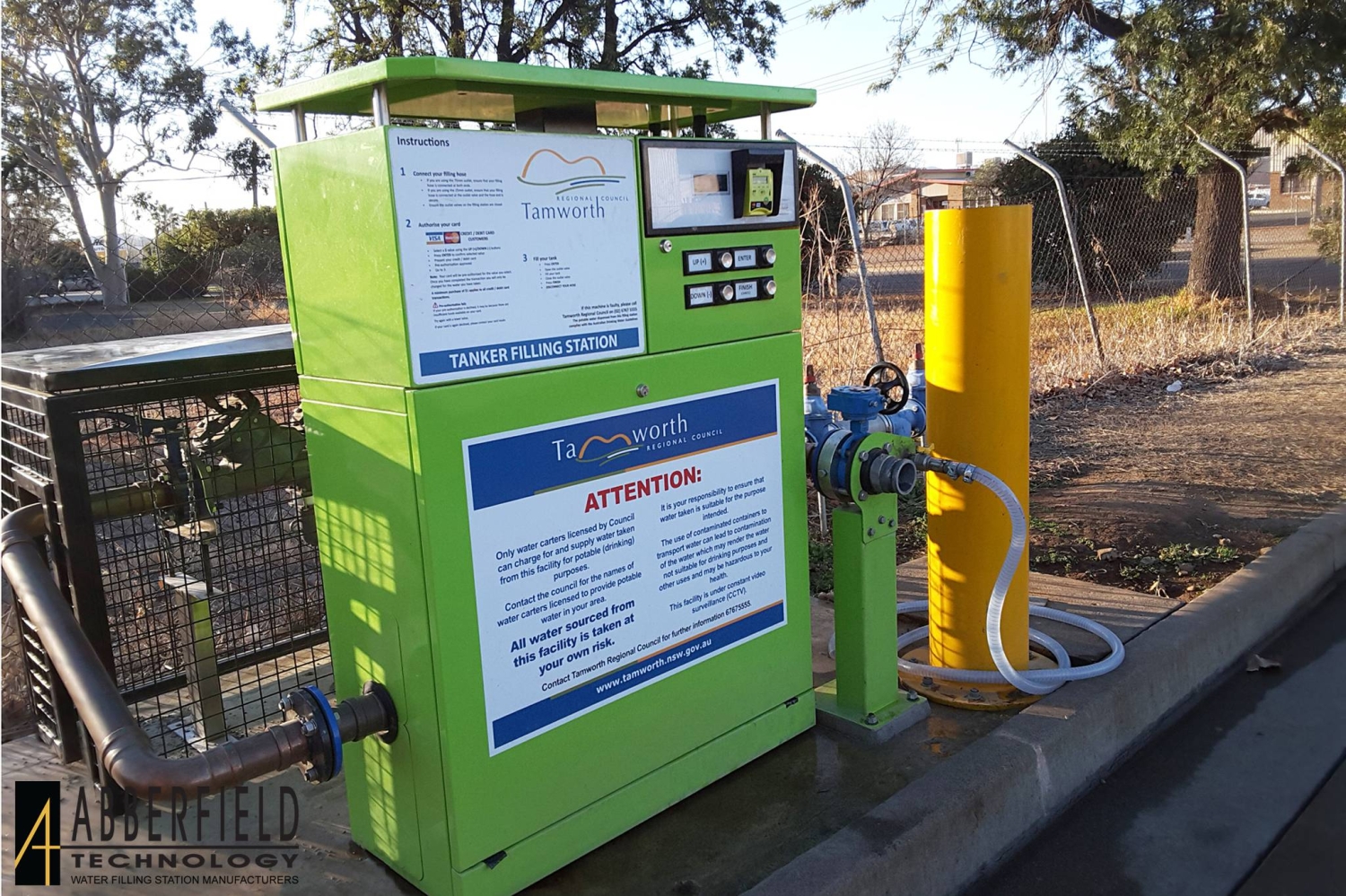 Abberfield Water Filling Station -WD3000N with potable water, plumbing outlets 75mm and 25mm, with snoopy and cage&amp;nbsp; - Acid Green colour