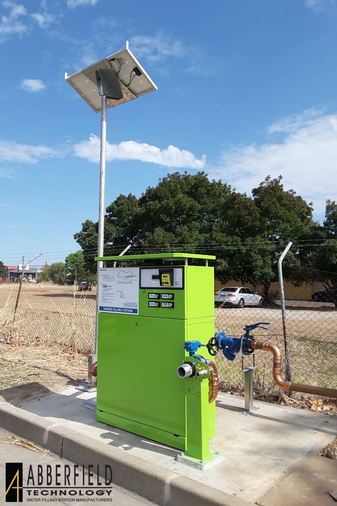 Abberfield Water Filling Station -WD3000N with potable water, plumbing outlets 75mm and 25mm, with snoopy and solar on pole&amp;nbsp;- Acid Green colour